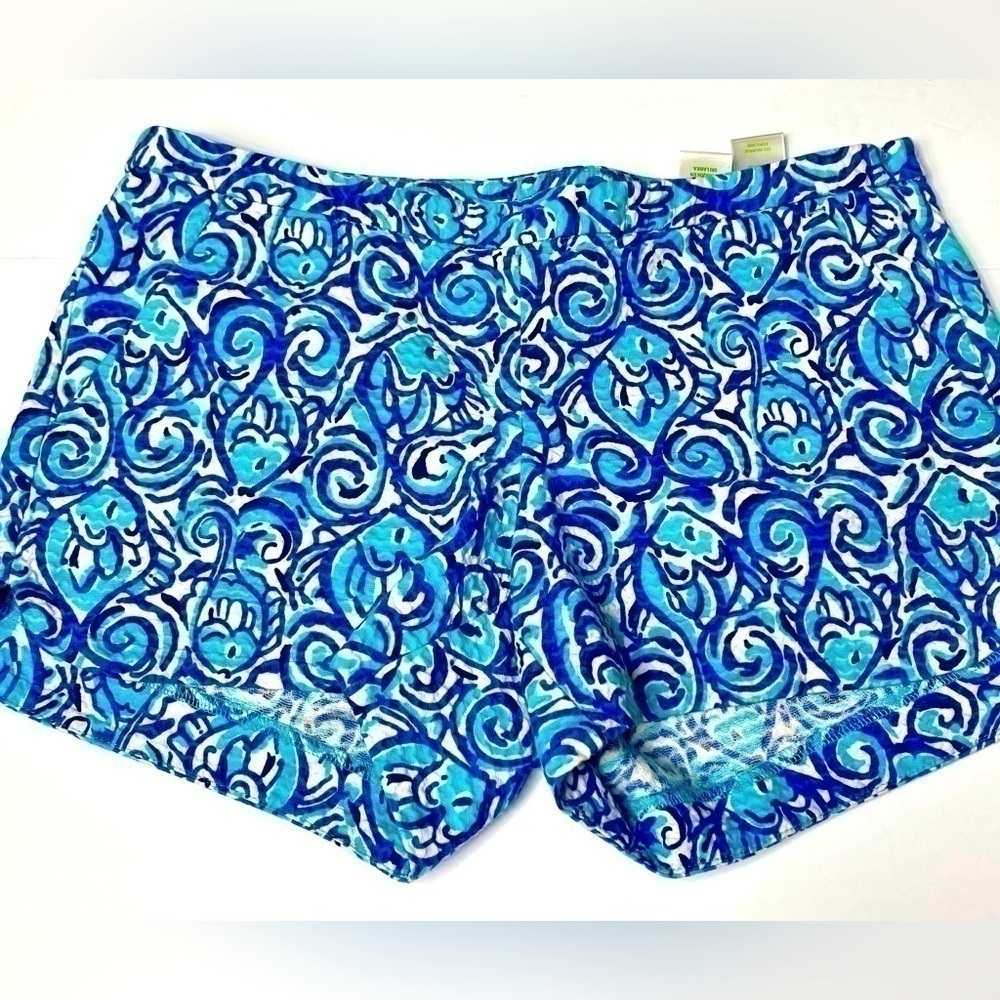 Lilly Pulitzer WOMENS  Shorts Flat Front Side Zip Size 2 Navy White Swirl